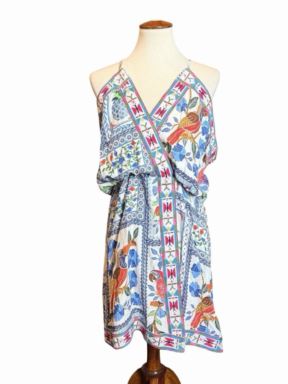 FARM Rio Tropical Tiles Embroidered Mini Dress M NWT